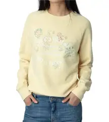 NWT Zadig & Voltaire M Upper Insignia Light Yellow Embroidered Sweatshirt