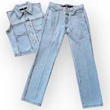 Marithe Francois Girbaud denim jeans and buttondown sleeveless vest SET, sz L/8