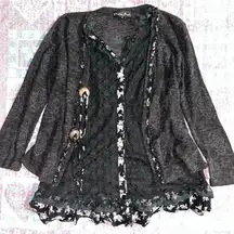 Pretty Angel Black White 2 Piece Dress Top Jacket Lace Goth Fairy Whimsy Medium