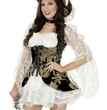 Charades Lacey Pirate Lady Costume Halloween Corset Dress Small NEW