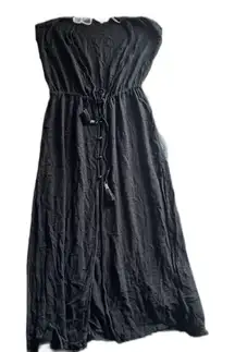 Blue Island Swim Cover Dress Button Front Black Size M