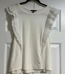 Ella Moss Women’s White Ruffle Tank Top