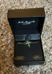 Gold Emerald Cross Necklace