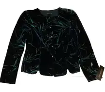 SOCIAL CIRCLES LOVELY TEAL GLITTER‎ VELOUR FORMAL GREEN WOMEN'S JACKET S M