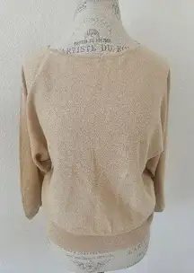 Style & Co Women Sweater Gold Solid Knit Pullover Metallic PL