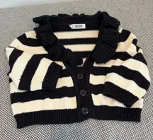 Moschino Striped Ruffled Cropped Cardigan size us 8