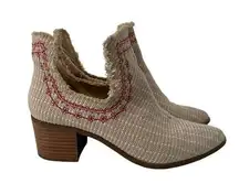 Band Of Gypsies "Help Me" Boho Natural & Red Embroidery Ankle Bootie