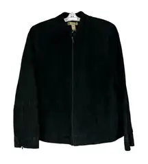 Kate Hill Black Suede Leather Jacket Womens Plus Size 16W Zip Front Fully Lined