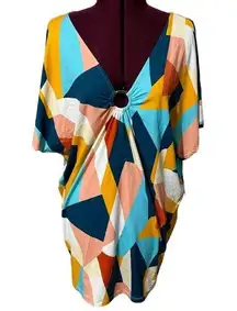 NWT Women's BAR III Pop Art Ring Tunic Short Sleeve Beach Pool Cover-Up - Large