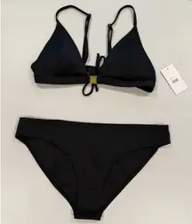 NEW Juicy Couture Bikini Women XL Blk Spellout Vacation Beach Swim Pool Minimal