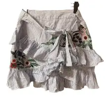 ZARA EMBROIDERED FLORAL RUFFLE SKIRT