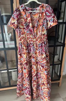 Anthropologie Somerset Tiered Maxi Dress Bronze Paisley print poplin pockets