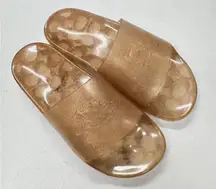 Coach Pink Champagne Jelly Slides Women’s 5 Flat Sandals Beach Pool Vacation