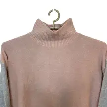 Caslon Colorblock Funnel Neck Sweater Pink & Gray Knit Cotton Blend Size Medium