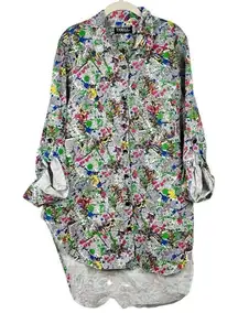 Thrill Jeans Graffiti Splatter Paint Letter Button Down Fringe Bottom Top 2X