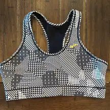 Brooks Black and White Sports Bra with Geometric Design