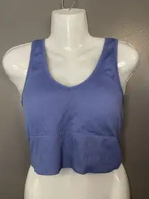 90 Degree by Reflex Shirt Womens Med Purple Ribbed Crop Tank Athletic Sports Bra