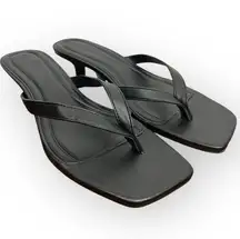 Open Edit Women's Black Thong Kitten Heel Sandals Size 9.5M