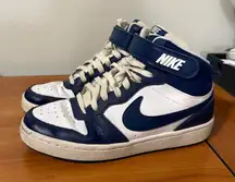 Nike Court Borough Mid 2 GS Navy Blue White Sneaker‎ cd7782-107 Size W8 Y6.5
