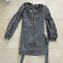 Cotton Bleu Black/White Gingham Dress Sz Small