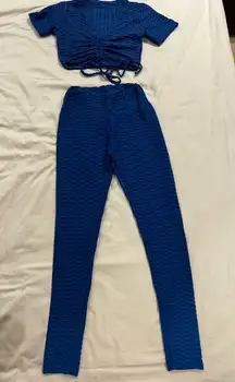 Blue Textured Two-Piece Set