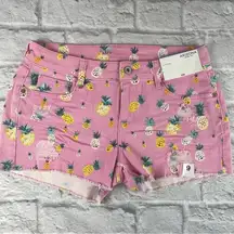 Arizona Jeans Arizona Jean Co Womens Pink Pineapple Shortie Denim Shorts Size 9 NWT