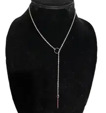 Silver Single Strand Lariat Necklace 21.5"