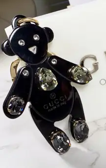 Gucci Rare Black Crystal Bear Keychain/Bag Charm