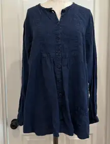 Flax long sleeve linen button down blouse