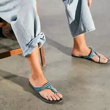 Free People Kayla Soft Strappy Sandals in Pool Blue 38 New with Box Womens