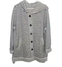 Habitat jacket hooded striped size XL knit black cream