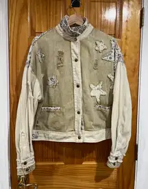 Oli & Hali Bandana Patchwork Star Denim Jacket Distressed Western Boho S