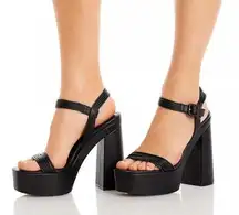 Aqua Black Block Heel Platform Sandals(Size 9.5M)