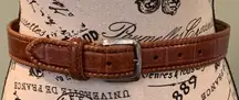Brown Leather Faux Croc Belt with Whipstitch Detail Women’s Size 26