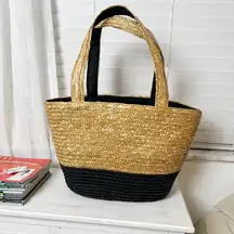 Neiman Marcus Straw Bicolor Tote