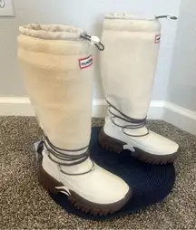 NEW Hunter Sherpa Tall Snow Boots Insulated Waterproof Sz 6 US / 37 EU Ivory