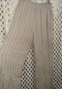 Boho chic beach pants nude flowy coverup linen style pool wide leg size L