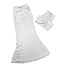 Tiger Mist - Ruched Flare Maxi Skirt and Sleeveless Top Set in White