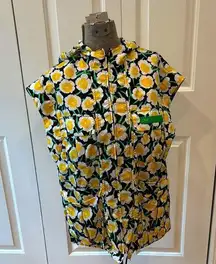 Diane Von Furstenberg for Target packable  hooded yellow and black flowered vest