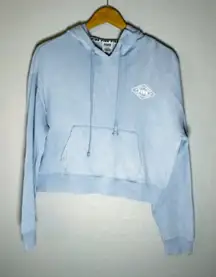 PINK Victoria's Secret Women's Light Blue Logo Hooded Cropped Sweatshirt‎ Size M