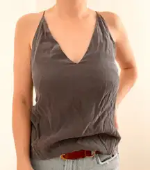 J Brand Gray 100% Silk Tank Top