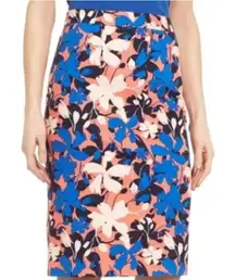 Halogen Blue Pink Floral Print Pencil Skirt Size 4