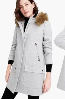 New J. Crew Chateau Parka Italian Wool Stadium Cloth Coat Jacket Heather Gray 00