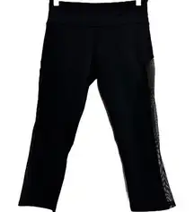 Onzie Stunner Leggings Free Flow Hot Yoga Capri High Rise Mesh Panels Black S/M