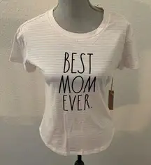 Rae Dunn Best Mom Ever T-shirt Top White Pink XS New NWT Mom Mother gift