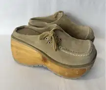 Vintage SODA Classic Y2K Suede Platform Shoes Wood Square Toe Size Approx 6.5