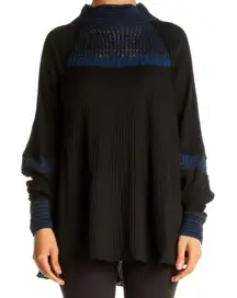 Free People Black Blue Bohemian Sweater