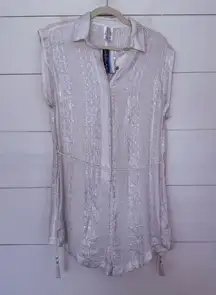 Isabella Rose Women’s Medium White Sparkle Metallic Romper New