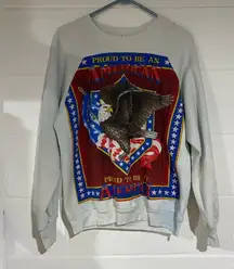 Jerzees Men's Crewneck Sweater - White with Patriotic Design