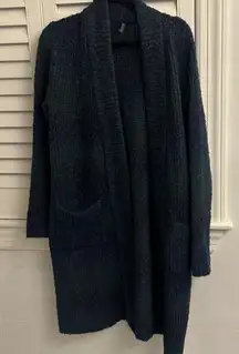 NYDJ open front cardigan size Medium long cool colors pockets